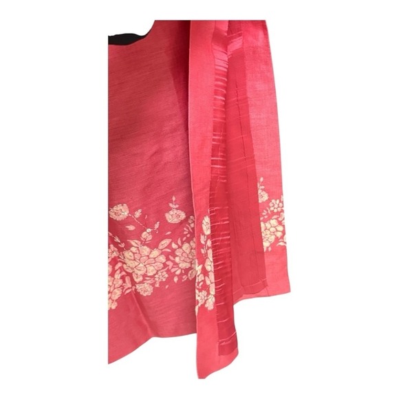 Ann Taylor Size 6 Pink Coral Linen Maxi Skirt Floral Embroidered Beaded Hem‎ - Picture 8 of 11